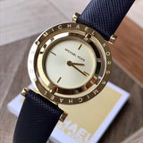  Shop Authentic Michael Kors Averi Gold Dial Navy Blue Leather Strap Watch for Women - MK2526 - Luxxuri