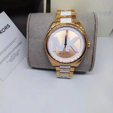  Shop Authentic Michael Kors Janelle Three Hand Rose Gold Dial Two Tone Steel Strap Watch For Women - MK7134 - Luxxuri