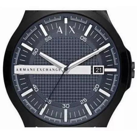  Shop Authentic Armani Exchange Hampton Quartz Blue Dial Black Leather Strap Watch for Men - AX2411 - Luxxuri