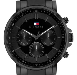  Shop Authentic Tommy Hilfiger Tyson Chronograph Black Dial Black Steel Strap Watch For Men - 1710590 - Luxxuri