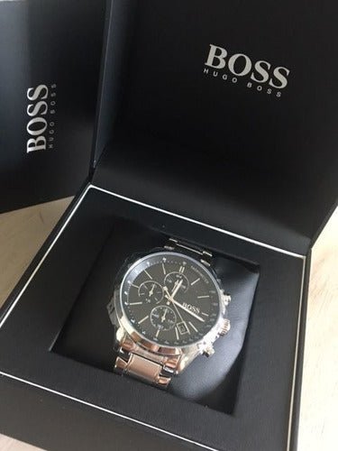  Shop Authentic Hugo Boss Grand Prix Black Dial Silver Steel Strap Watch for Men - 1513477 - Luxxuri