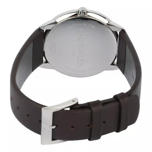  Shop Authentic Calvin Klein Minimal Silver Dial Brown Leather Strap Watch for Men - K3M211G6 - Luxxuri