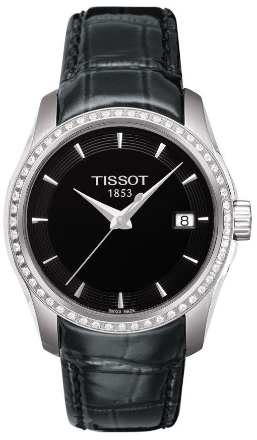  Shop Authentic Tissot T Trend Couturier Diamonds Black Dial Black Leather Strap Watch for Women - T035.210.66.051.00 - Luxxuri