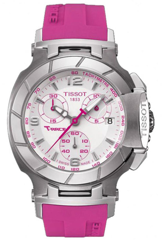  Shop Authentic Tissot T Race Chronograph White Dial Pink Rubber Strap Watch for Women - T048.217.17.017.01 - Luxxuri