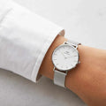  Shop Authentic Daniel Wellington Petite Sterling White Dial Silver Mesh Bracelet Watch For Women - DW00100164 - Luxxuri