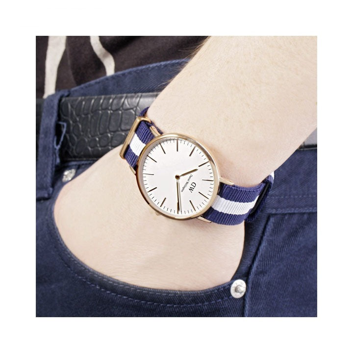  Shop Authentic Daniel Wellington Classic Glasgow White Dial Two Tone NATO Strap Watch for Men - DW00100004 - Luxxuri