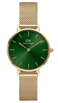  Shop Authentic Daniel Wellington Petite Emerald Green Dial Gold Mesh Strap Watch For Women - DW00100479 - Luxxuri