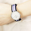  Shop Authentic Daniel Wellington Classic Trinity White Dial Three Tone Nylon Strap Watch For Women - 0609DW - Luxxuri