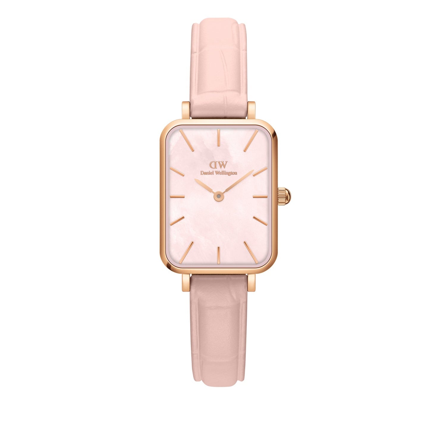  Shop Authentic Daniel Wellington Quadro Pressed Mother of Pearl Pink Dial Pink Leather Strap Watch For Women - DW00100508 - Luxxuri