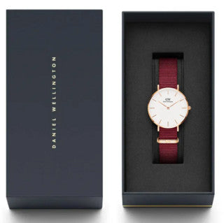  Shop Authentic Daniel Wellington Petite Roselyn White Dial Red Nylon Strap Watch For Women - DW00100291 - Luxxuri