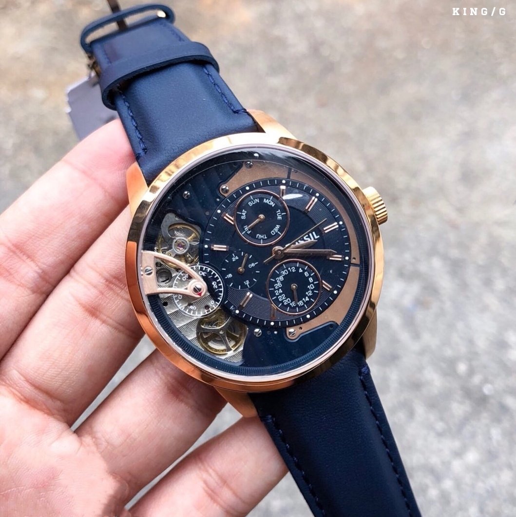  Shop Authentic Fossil Townsman Twist Skeleton Blue Dial Blue Leather Strap Watch for Men -  ME1138 - Luxxuri