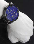  Shop Authentic Diesel Little Daddy Blue Dial Black Leather Strap Watch For Men - DZ7257 - Luxxuri
