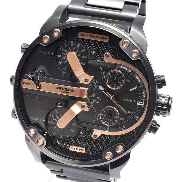  Shop Authentic Diesel Big Daddy Black Dial Black Steel Strap Watch For Men - DZ7312 - Luxxuri