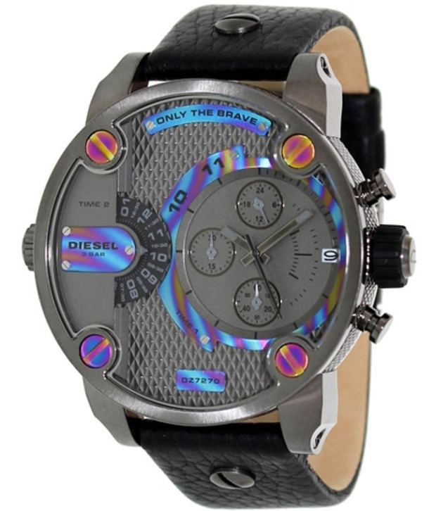  Shop Authentic Diesel Badass Chronograph Anthracite Dial Black Leather Strap Watch For Men - DZ7270 - Luxxuri