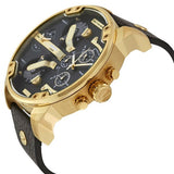  Shop Authentic Diesel Mr Daddy Black & Gold Dial Black Leather Strap Watch For Men - DZ7371 - Luxxuri
