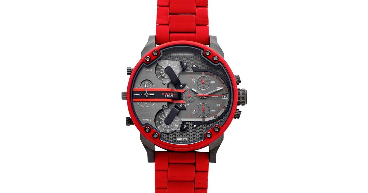  Shop Authentic Diesel Mr Daddy 2.0 Black Dial Red Steel Strap Watch For Men - DZ7370 - Luxxuri