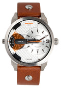  Shop Authentic Diesel Mini Daddy Silver Dial Brown Leather Strap Watch For Men - DZ7309 - Luxxuri