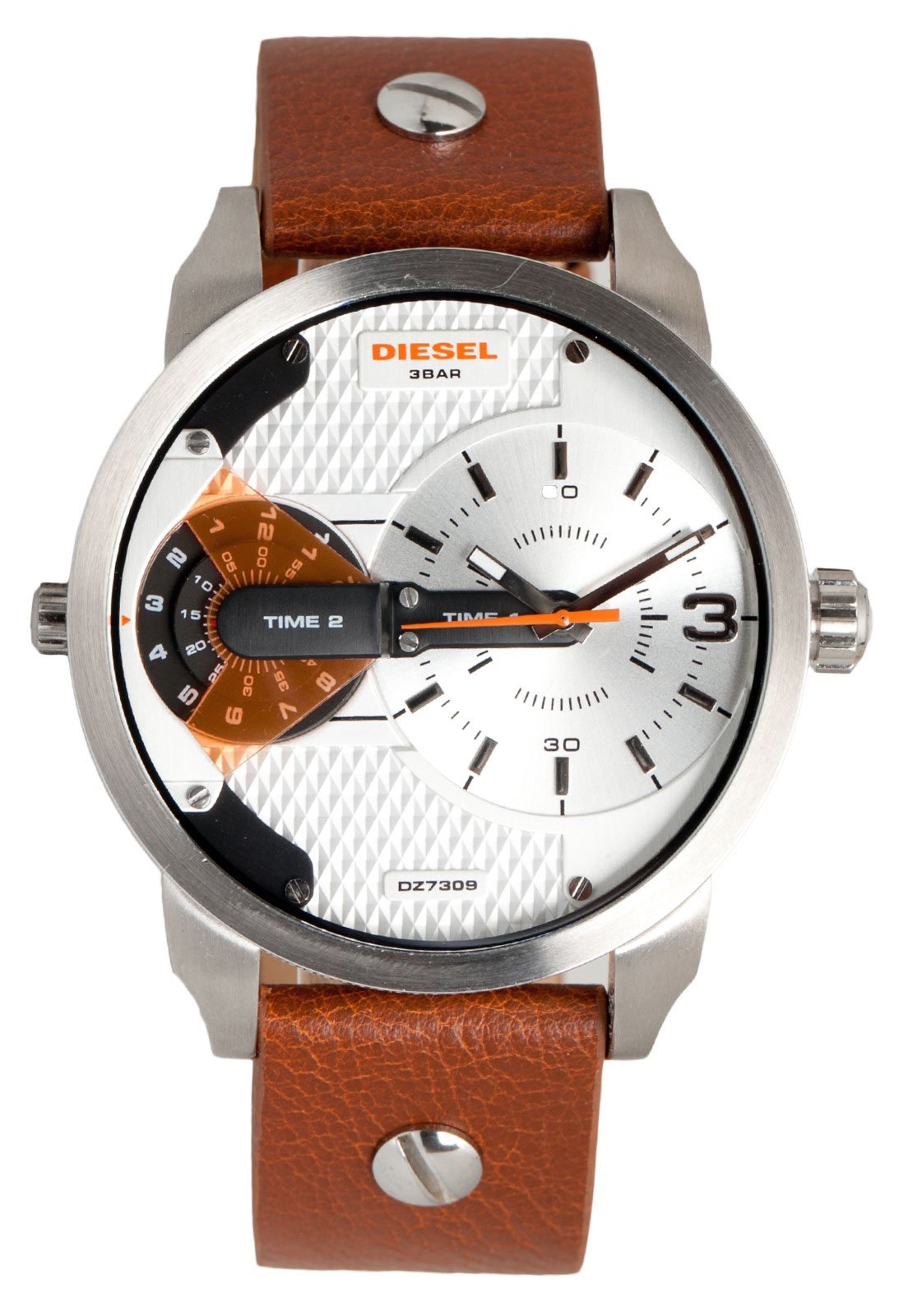  Shop Authentic Diesel Mini Daddy Silver Dial Brown Leather Strap Watch For Men - DZ7309 - Luxxuri