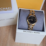  Shop Authentic Michael Kors Runway Mercer Quartz Black Dial Two Tone Steel Strap Watch For Women - MK6672 - Luxxuri