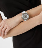  Shop Authentic Michael Kors Runway Three Hand White Dial White Leather Strap Watch For Women - MK6998 - Luxxuri