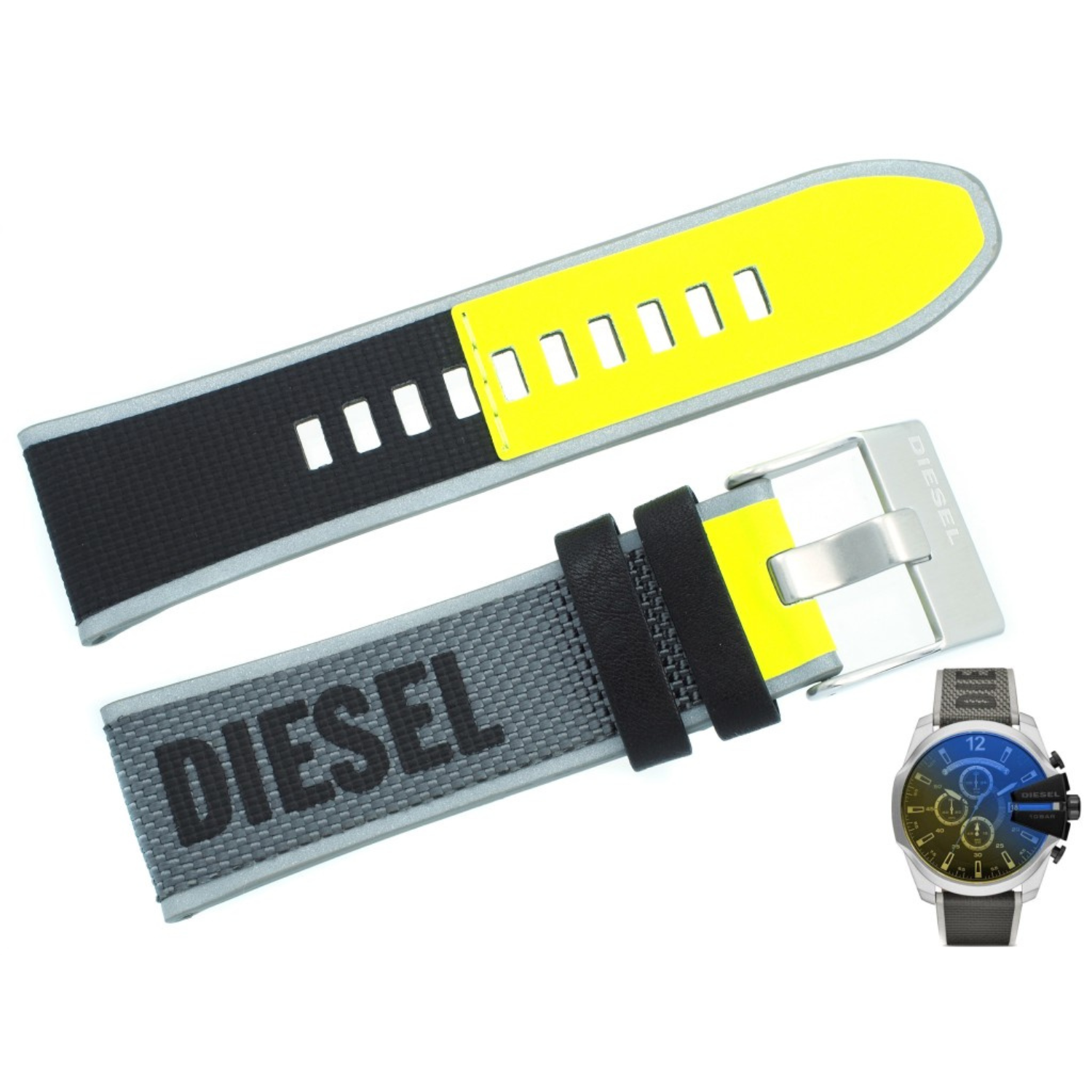  Shop Authentic Diesel Mega Chief Quartz Black Dial Grey Leather Strap Watch For Men - DZ4523 - Luxxuri