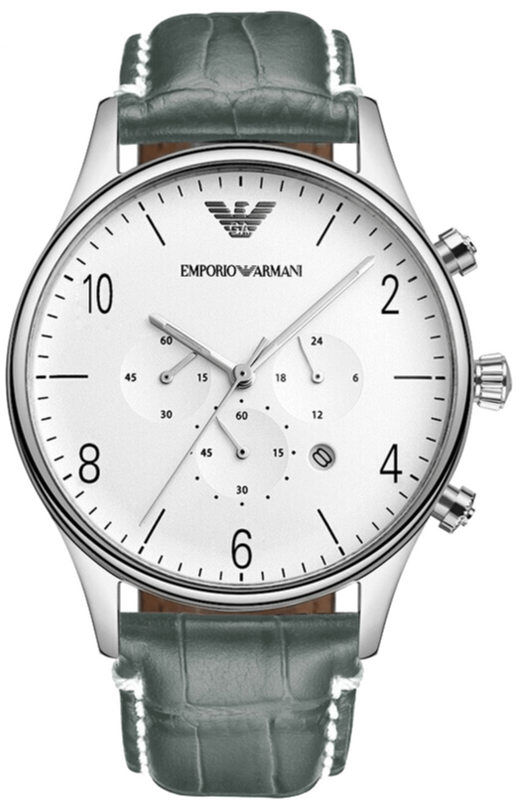  Shop Authentic Emporio Armani Classic Chronograph Silver Dial Grey Leather Strap Watch For Men - AR1861 - Luxxuri