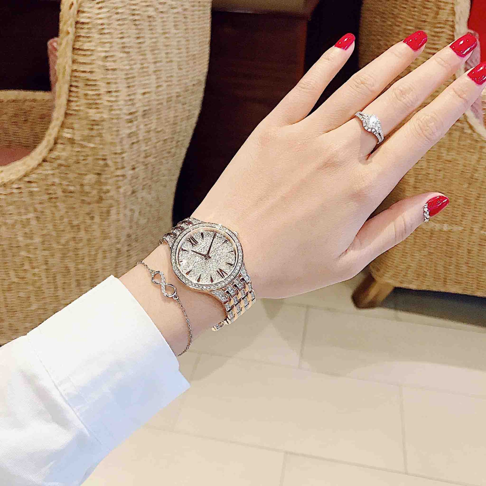  Shop Authentic Bulova Crystal Collection Silver Crystals Dial Two Tone Steel Strap Watch for Women - 98L235 - Luxxuri