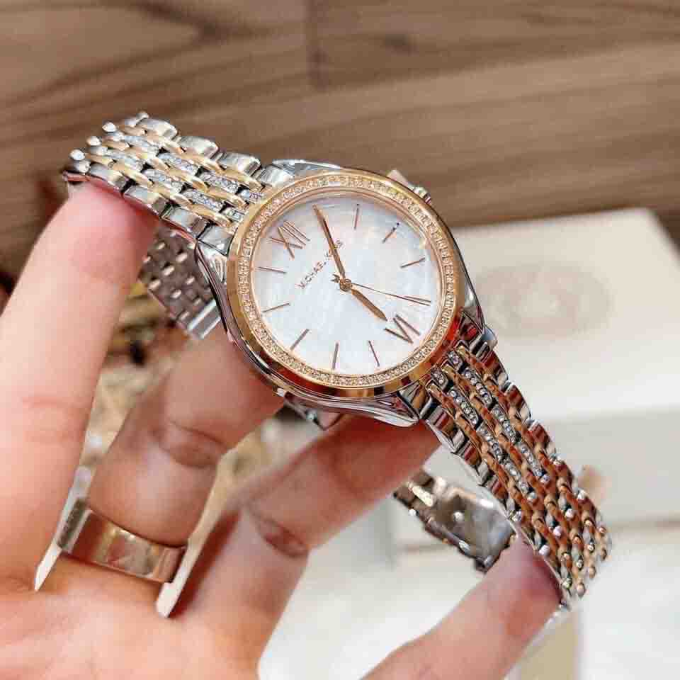  Shop Authentic Michael Kors Mindy Three Hand White Dial Two Tone Steel Strap Watch For Women - MK7077 - Luxxuri