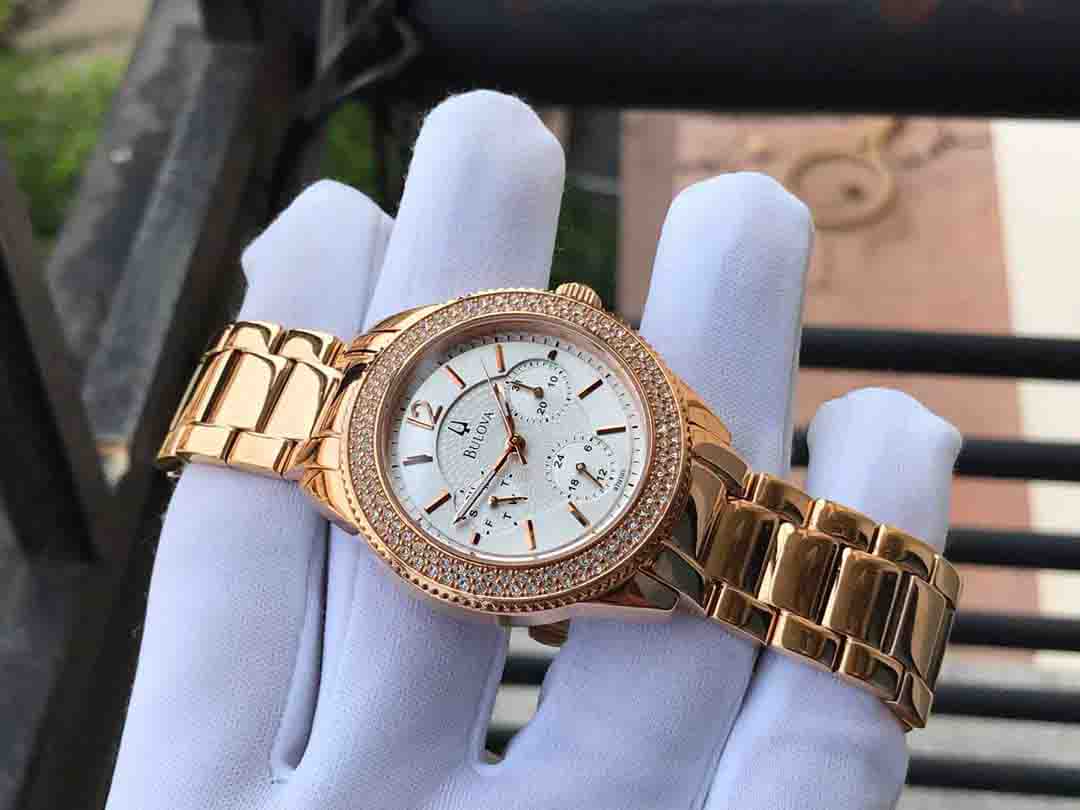  Shop Authentic Bulova Crystal Silver Dial Rose Gold Steel Strap Watch for Women - 97N101 - Luxxuri