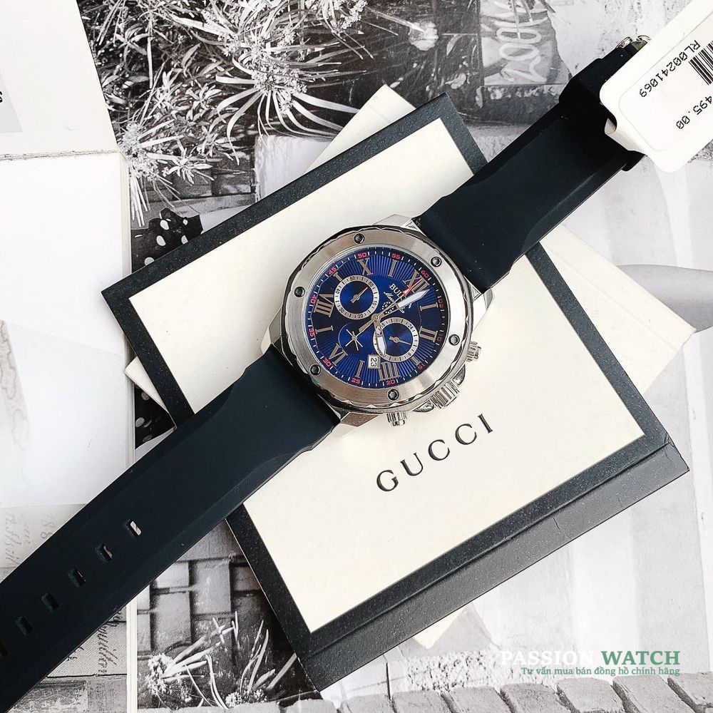  Shop Authentic Bulova Marine Star Chronograph Black Dial Black Rubber Strap Watch for Men - 98B127 - Luxxuri