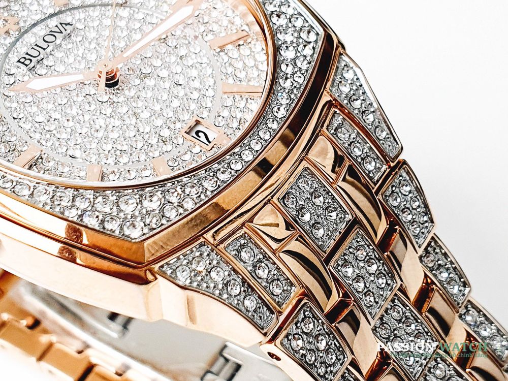  Shop Authentic Bulova Phantom Crystal Silver Dial Two Tone Steel Strap Watch for Men - 98B324 - Luxxuri