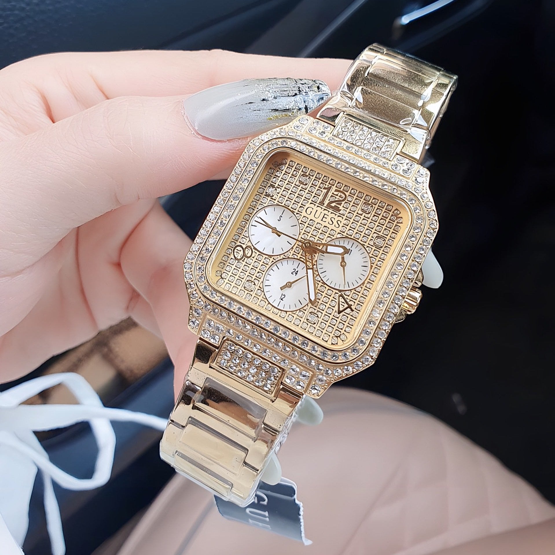  Shop Authentic Guess Deco Quartz Crystals Gold Dial Gold Steel Strap Watch For Women - GW0472L2 - Luxxuri