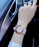  Shop Authentic Guess Clarity Gold Dial Pink Silicone Strap Watch for Women - GW0109L2 - Luxxuri