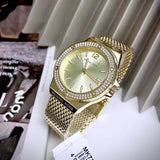  Shop Authentic Michael Kors Lennox Three-Hand Gold Dial Gold Mesh Bracelet Watch For Women - MK7335 - Luxxuri