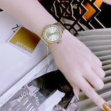  Shop Authentic Michael Kors Lennox Three-Hand Gold Dial Gold Mesh Bracelet Watch For Women - MK7335 - Luxxuri