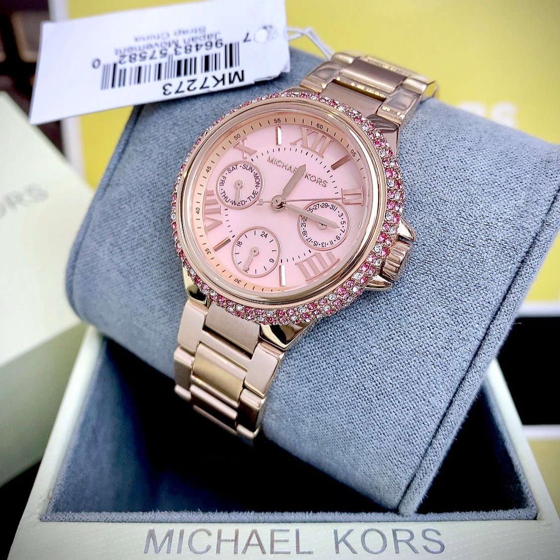  Shop Authentic Michael Kors Mini Camille Multifunction Rose Gold Dial Rose Gold Steel Strap Watch For Women - MK7273 - Luxxuri