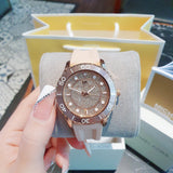  Shop Authentic Michael Kors Runway Three Hand Crystal Pave Dial Pink Rubber Strap Watch For Women - MK6854 - Luxxuri