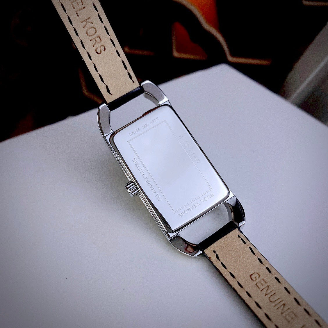  Shop Authentic Michael Kors Empire Three-Hand Silver Dial Black Leather Strap Watch For Women - MK4722 - Luxxuri