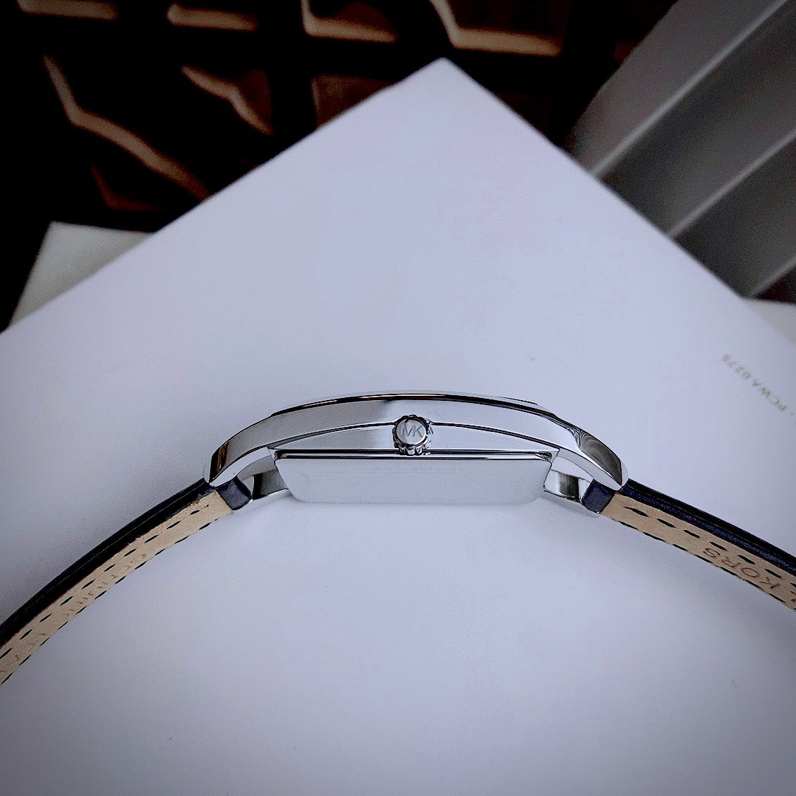  Shop Authentic Michael Kors Empire Three-Hand Silver Dial Black Leather Strap Watch For Women - MK4722 - Luxxuri