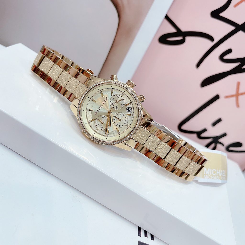  Shop Authentic Michael Kors Ritz Chronograph Gold Dial Gold Steel Strap Watch For Women - MK6597 - Luxxuri