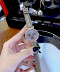  Shop Authentic Swarovski Passage Chrono Grey Dial Grey Leather Strap Watch for Women - 5580348 - Luxxuri