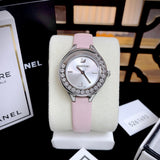  Shop Authentic Swarovski Lovely Crystals Silver Dial Pink Leather Strap Watch for Women - 5261493 - Luxxuri