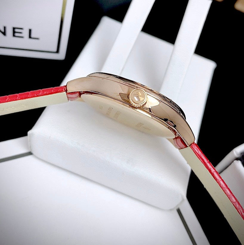  Shop Authentic Swarovski Lovely Crystals Analog White Dial Red Leather Strap Watch for Women - 5297584 - Luxxuri