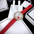  Shop Authentic Swarovski Lovely Crystals Analog White Dial Red Leather Strap Watch for Women - 5297584 - Luxxuri