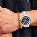 Swarovski Octea Lux Sport Chronograph Black Dial Silver Steel Strap Watch for Women - 5610520