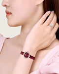  Shop Authentic Swarovski Crystal Flower Red Dial Red Leather Strap Watch for Women - 5552780 - Luxxuri