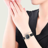  Shop Authentic Swarovski Lovely Crystals Analog Black Dial Black Leather Strap Watch for Women - 5301877 - Luxxuri