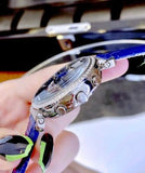  Shop Authentic Swarovski Passage Chrono Crystal Blue Dial Blue Leather Strap Watch for Women - 5580342 - Luxxuri