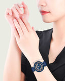  Shop Authentic Swarovski Octea Lux Blue Dial Blue Leather Strap Watch for Women - 5414413 - Luxxuri