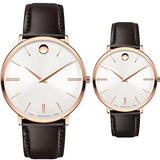  Shop Authentic Movado Ultra Slim Silver Dial Brown Leather Strap Watch For Women - 0607093 - Luxxuri
